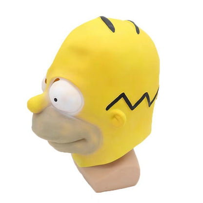 Anime Movie Simpson Cosplay Mask Festival Party Stage Performance Wear Hood Children's Day Yellow Latex Face Shield