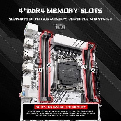 ZSUS X99 Motherboard Set Kit With LGA2011-3 Xeon E5 2650 V4 CPU DDR4 16GB (1*16GB) 2133MHZ RAM Memory NVME M.2 SATA
