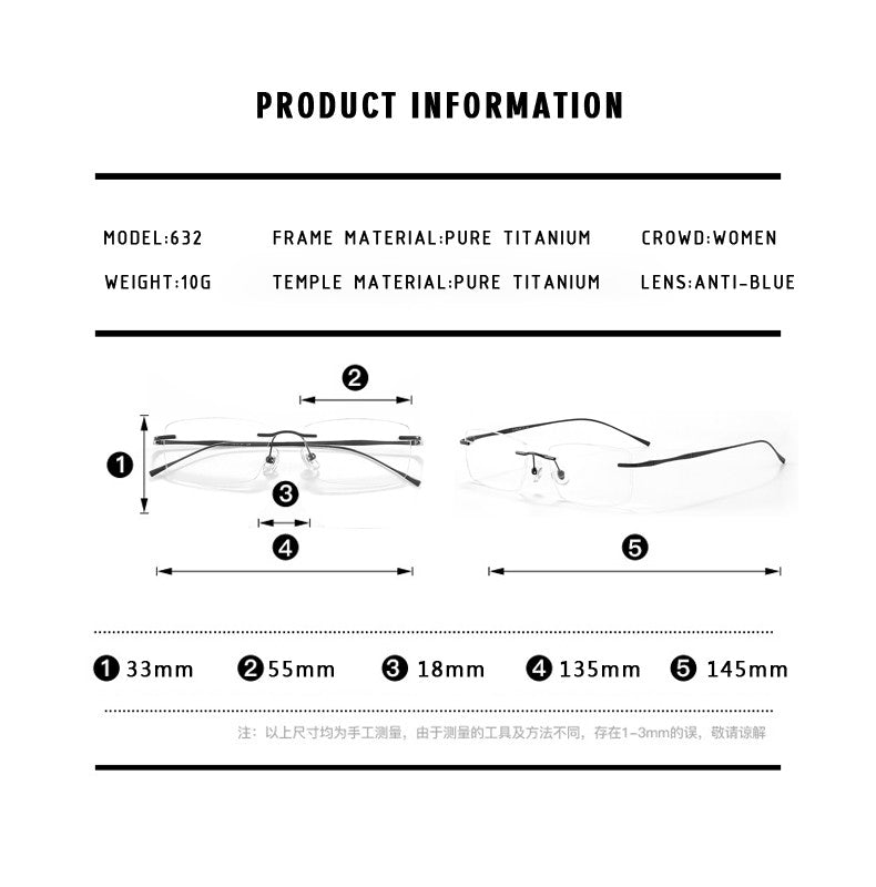 O-Q CLUB Ultra-light Titanium Reading Eyeglass Frames Men Fashion Simple Rimless Myopia Glasses Customized Prescription Glasses