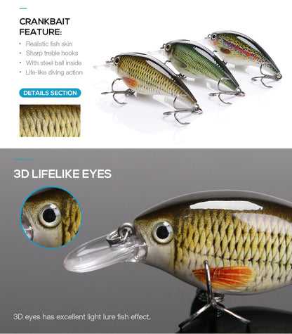 TREHOOK 6cm 10g Black Minnow Iscas de Pesca de Truta Flutuante Dura Wobbler Crankbait Jerkbait Isca Artificial para Baixo e Truta