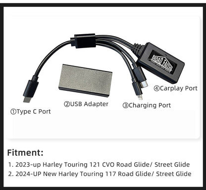 Adaptador sem fio Road Faith para Carplay de motocicleta Harley 2023-up 121CVO 2019-2022 117CVO Touring Street/Road Glide para iPhone