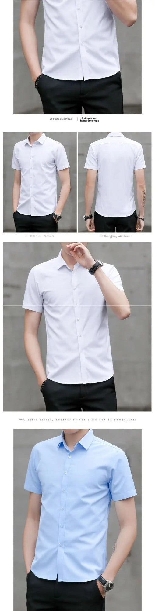 Summer Short Sleeve Men's Dress Shirt Anti-Wrinkle Easy Care Workwear Formal Business Suit Shirt for Sales Professional