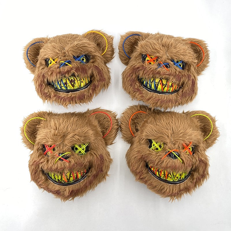 Hot Bloody Rabbit Bear Luminous LED Mask Halloween Horror Bunny Mask Carnival Party Props Cosplay Dress Up Headgear