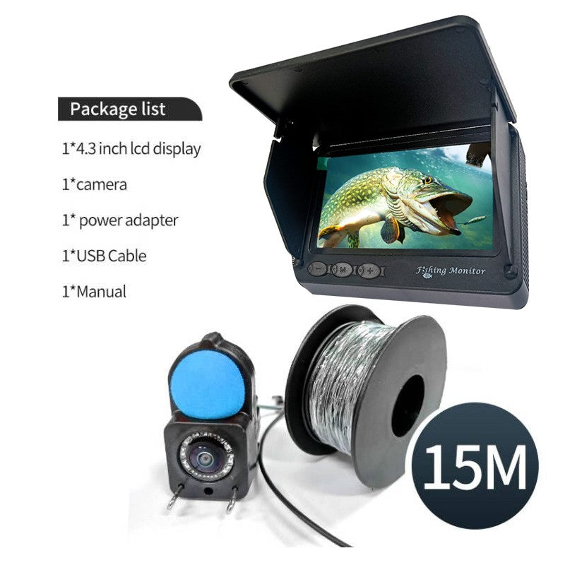 Localizador de Peixes Portátil com Sonda, Câmera de Pesca Subaquática Portátil 1080P de 4,3 Polegadas LCD com Visão Noturna e Ângulo de 120°