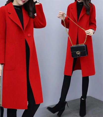 Fashionable Woolen Coat Women's Stylish Meticulous Korean Version Medium Length Autumn Winter New Style Polyester Fiber