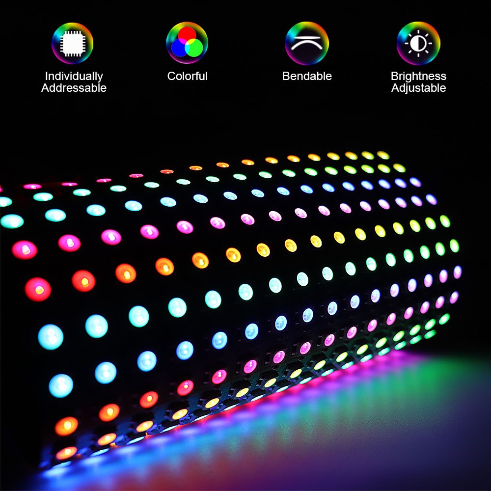 1~5Pcs WS2812B 8x8 16x16 RGB LED Digital Flexible Individually Addressable Panel Screen WS2812 8x32 Smart Pixel Module Matrix 5V