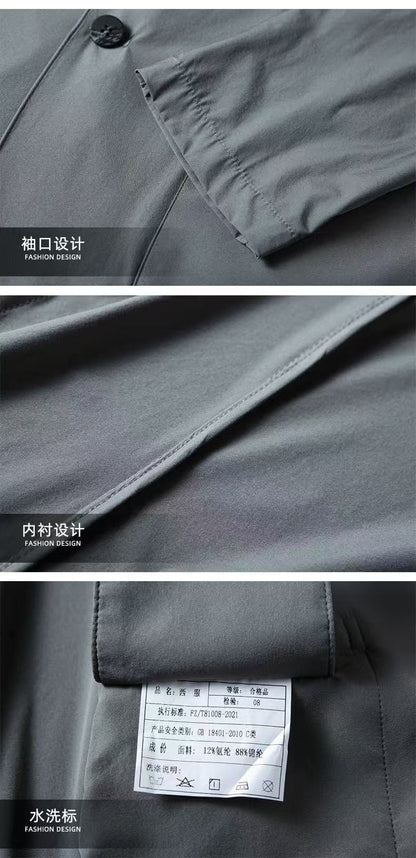 2025 Spring and Summer New Men's Casual Suit Light and Thin Elastic Middle aged Anti Wrinkle and Non Ironing Suit Coat Sunscreen