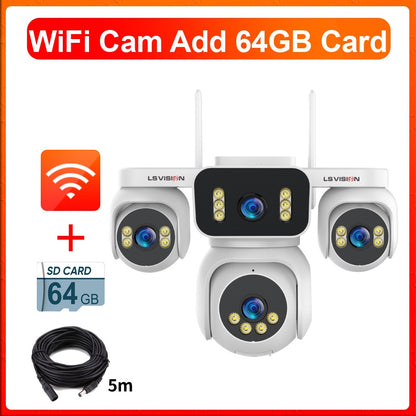 LS VISION 20MP IP Camera with 5m Cord 12X Zoom WiFi Security Cameras 4 Screens Night Vision Human Detection Auto Tracking HiEasy