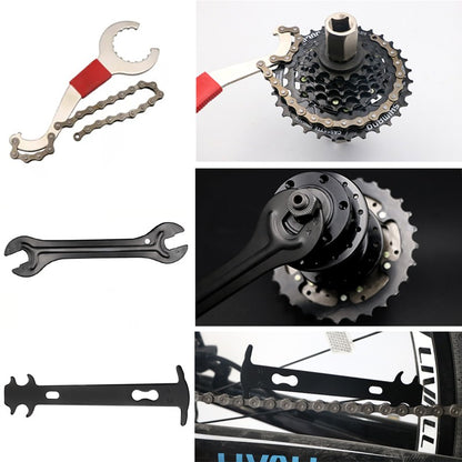 Conjunto de Ferramentas para Reparo de Bicicleta Quebrador de Corrente Extrator de Pedivela MTB Régua Medidora de Corrente de Bicicleta Removedor de Cassete Ferramentas de Reparo para Ciclismo ao Ar Livre