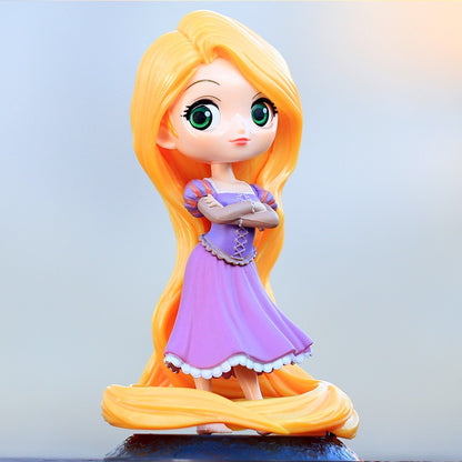 14-16cm Princesa Q Posket Branca de Neve Sereia Cinderela Bela Mulan Jasmine Sininho Aurora PVC Boneco de Ação Brinquedo Presentes para Crianças
