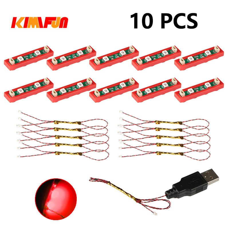 10PCS 0.8mm Pin RGB LED Building Blocks USB Lamp DIY Street Light City Electric Decorate 1X1 Brick Toy Compatible All Brands