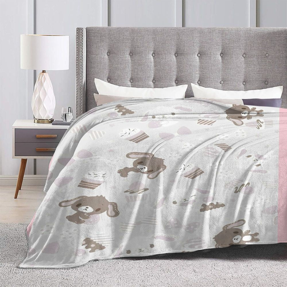 Sugarbunnies Sugar Rabbit Knitted Blanket Fleece Super Soft Throw Blankets for Outdoor Travel Bedroom Quilt