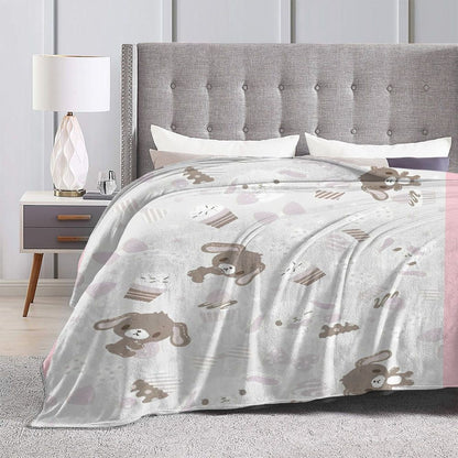 Sugarbunnies Sugar Rabbit Knitted Blanket Fleece Super Soft Throw Blankets for Outdoor Travel Bedroom Quilt