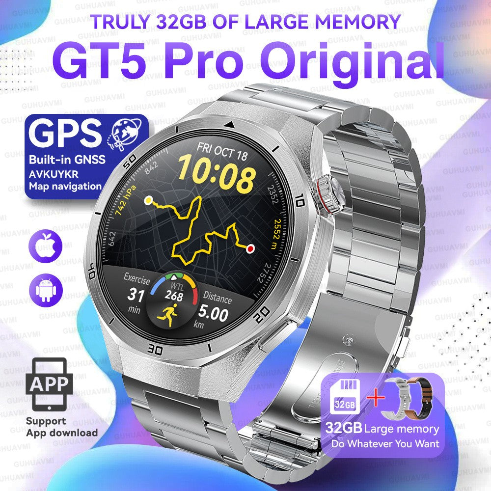 GT5 Pro Smart Watch Global Version 32GB Memory GPS navigation NFC Music Video play Call Titanium alloy Waterproof Smartwatch 5