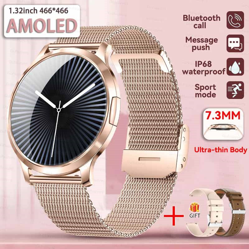2026New Ultra Slim 1.32" HD AMOLED SmartWatch Women's Screen Always Display Time Heart Rate Calls HD High-end Fashion Smartwatch