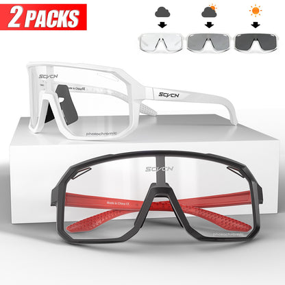 2 Pacotes de Óculos de Ciclismo Fotocromáticos para Ciclismo MTB Óculos de Proteção para Bicicleta, Bicicleta de Montanha, Masculino e Feminino, Esportivo