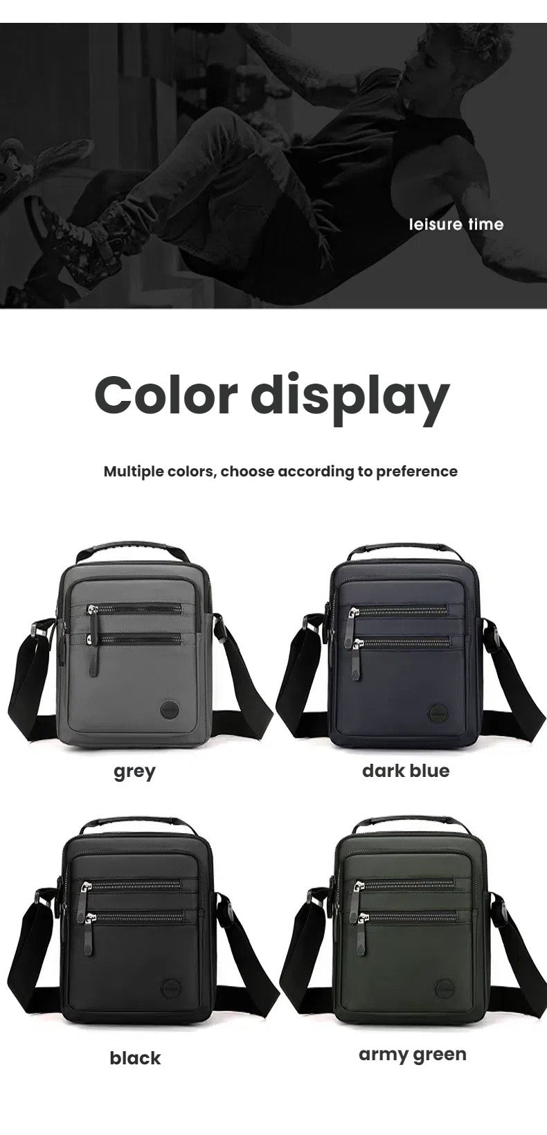 Fashionable Men's Crossbody Bag, Adjustable Shoulder Strap, Multiple Pockets, Business Bag, Commuting Bag, Daily Bag, Etc