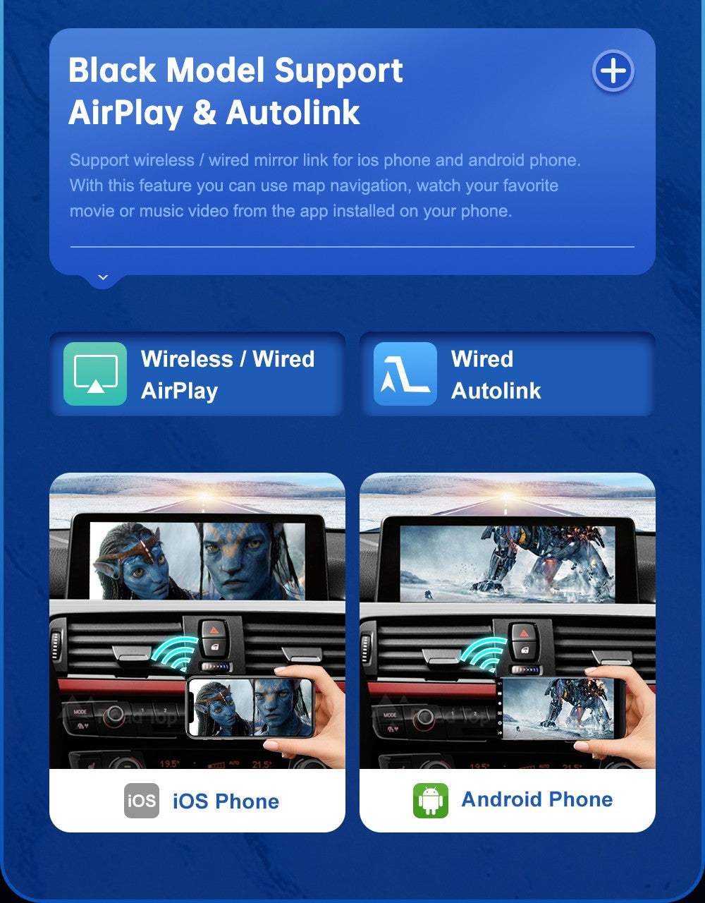 Wireless Android Auto For BMW 3 4 Series F30 F31 F32 F33 F34 F35 F36 CIC NBT EVO 2011-2020 Carplay Interface Mirror Link Airplay