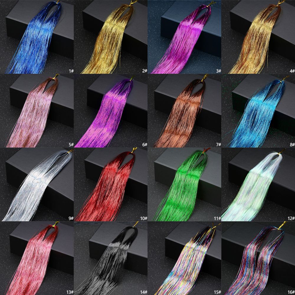 MISSQUEEN kit de cabelo sintético de 22 polegadas com 16 cores, com ferramentas, para extensão de cabelo feminino, tranças, brilho e cabelo cintilante