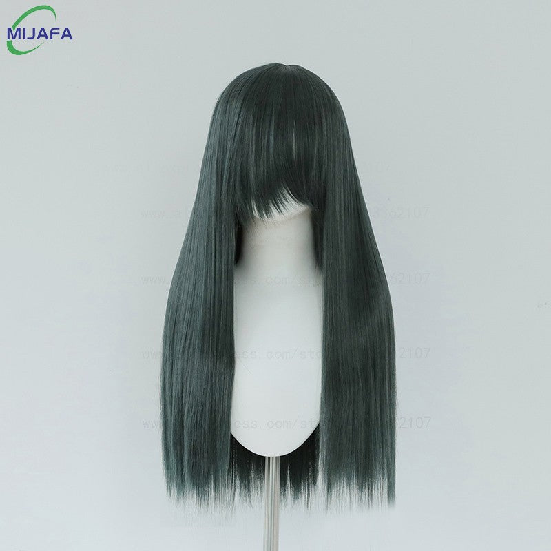 Peruca de Cosplay Longa e Lisa de Altíssima Qualidade, 400g, 48 Cores, 60cm, com Franja, Resistente ao Calor, Perucas Anime + Touca de Peruca