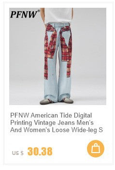 PFNW High Street Drawstring Zipper Sliced Wide Leg Cargo Pants Msn's Casual Loose Straight Trousers Loose Denim Pants 28W5963