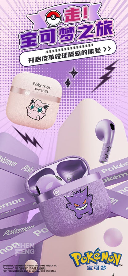 Fone de ouvido sem fio Bluetooth original Pkm Gengar Anime Tipo clipe de orelha Fones de ouvido esportivos estéreo para jogos Alta resistência Presentes da moda