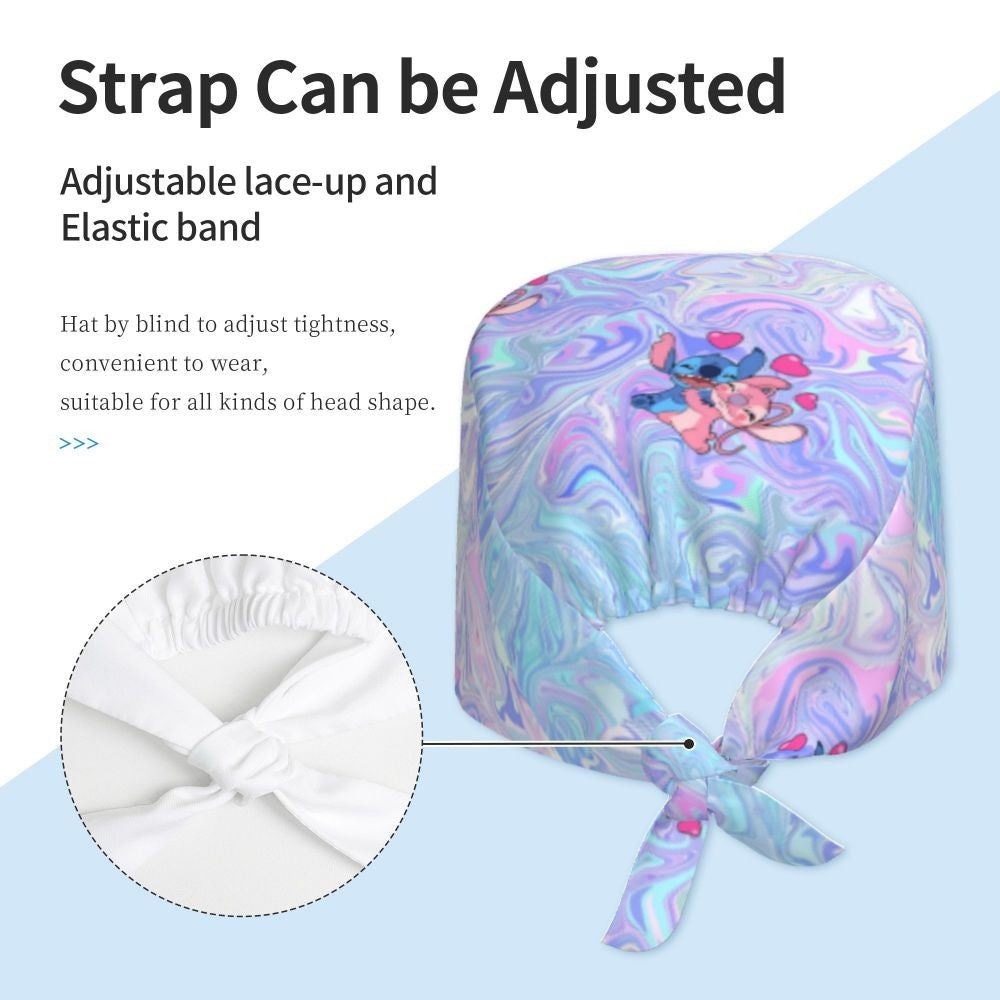 Custom Retro Cartoon Cleaning Working Cap Comfortable  Stitch Ohana Scrub Cap Surgicals Hat Nurse Scrubs Hat For Dentist