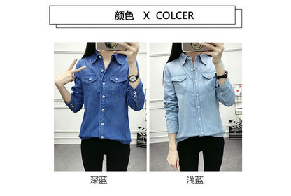 2022 Casual winter Autumn warm thick fleece denim Blouses Women Ladies Tops Women Blouses Long Sleeve Shirt clothe S-3XL