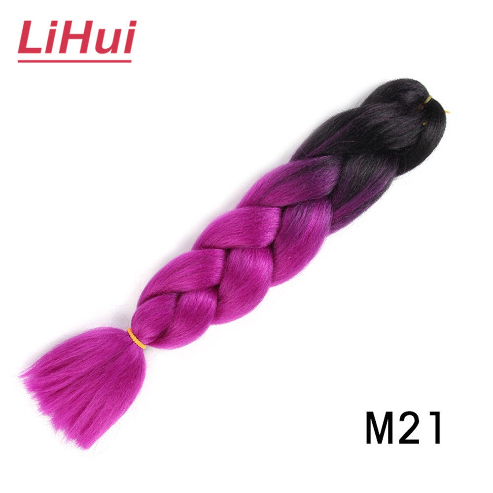 Cabelo Sintético Trança Jumbo 24 Polegadas Ombre Jumbo Extensão de Cabelo para Mulheres Tranças DIY Roxo Rosa Amarelo Cinza Lihu