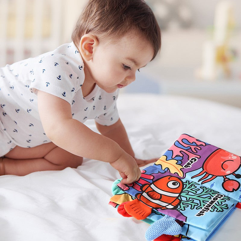 Puzzle Early Education Toys Ocean Style Baby Cloth Books 4 Page Soft Washable Tearable Toy for 0-3 Year Old Babies Newborn Gift