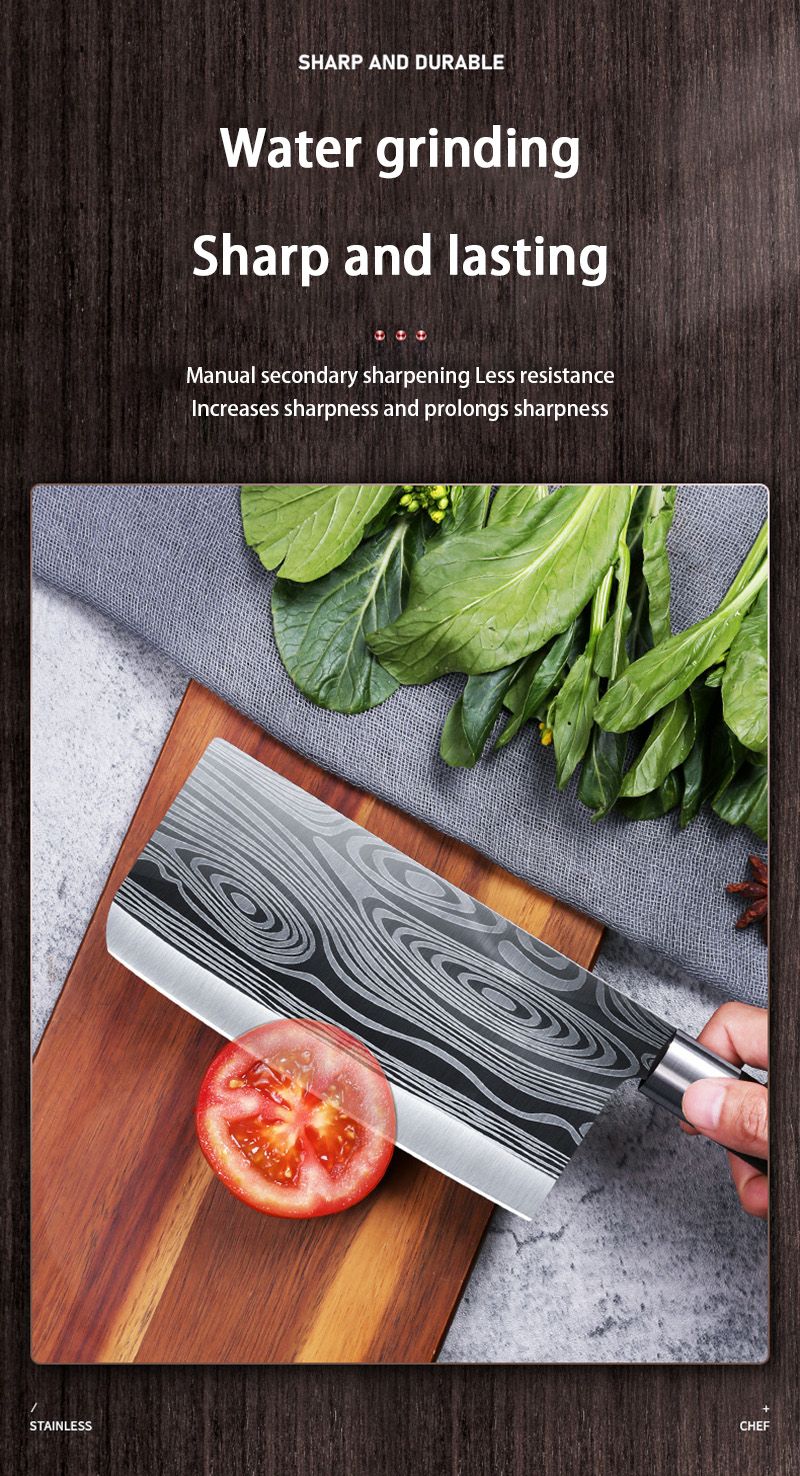 Kitchen Knives Scissors Sharpening Rod Set Laser Damascus Pattern Utility Stainless Steel Sharp Slicing Chef knife Cooking Tool