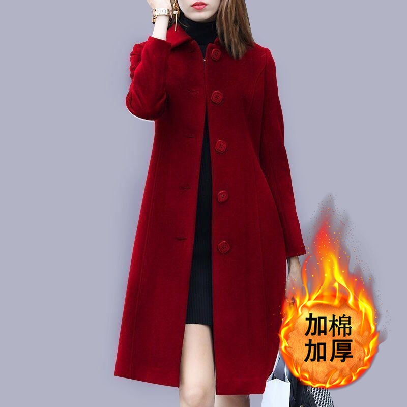 Women Wool Jacket Coat Thick Woolen Overcoat Turn Down Collar Single Breasted Vintage Outerwear Office Lady Autumn Winter 2025