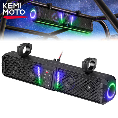 KEMiMOTO Midnight 80 Sound Bar IP66 Waterproof with RGB APP Remote Control Soundbar For Golf Cart UTV ATV fits 1"-2" Roll Bars
