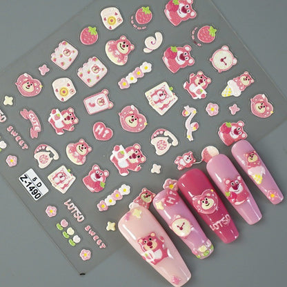 Adesivo de Arte para Unhas Disney Toy Story em Relevo 5D Desenho de Alienígena Lotso Decoração de Unhas Decalques Autoadesivos para Unhas DIY Decalque de Manicure