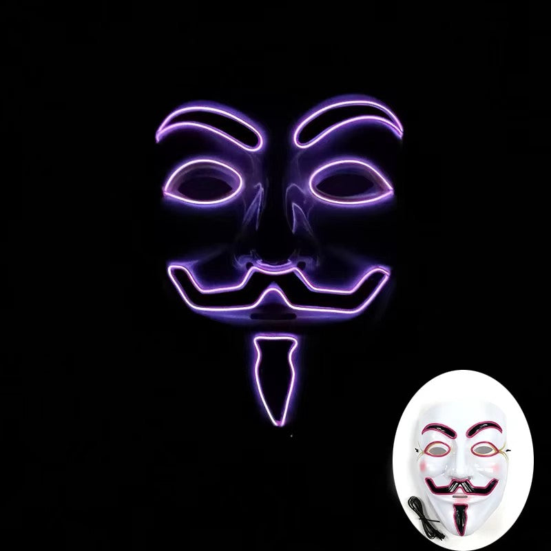 Halloween LED Vendetta Mask Night Club Carnival Party Festival Decoration Cosplay Vendetta Guy Fawkes Mascara Glowing V Mask