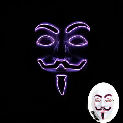 Halloween LED Vendetta Mask Night Club Carnival Party Festival Decoration Cosplay Vendetta Guy Fawkes Mascara Glowing V Mask