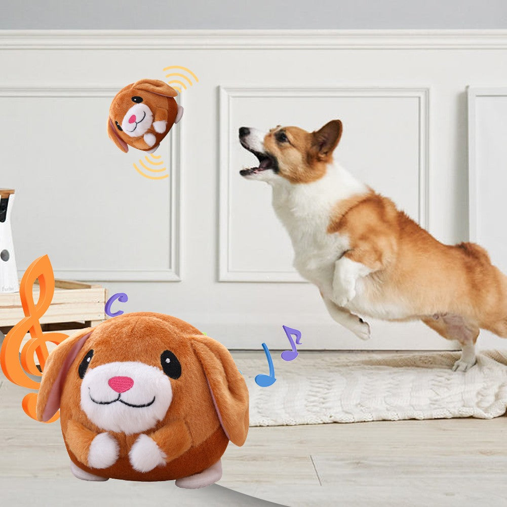 Brinquedo de Pelúcia Interativo Automático com Salto, Resistente à Mordida, com Som, Falante e Autônomo para Cães Pequenos e Médios