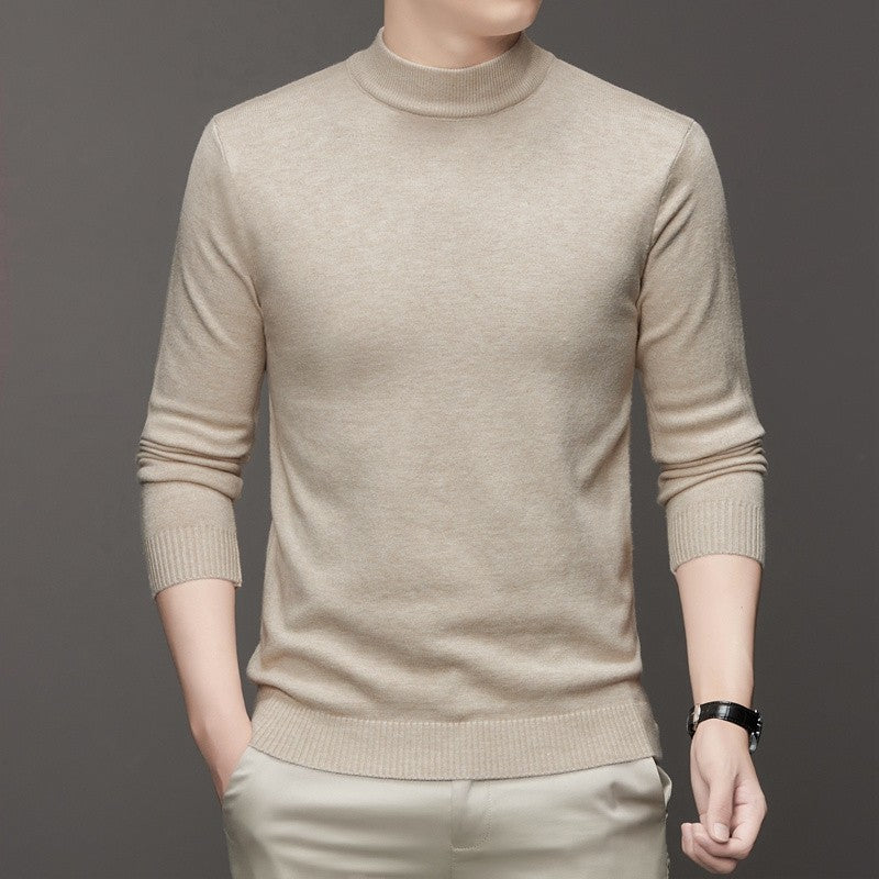 Half Turtleneck Knitwear Sweater New Autumn/Winter Mock Neck Sweatshirts Solid Color Pullovers Man Brand Casual Mens Clothing