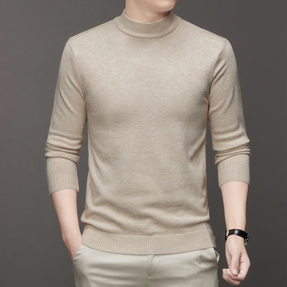 Half Turtleneck Knitwear Sweater New Autumn/Winter Mock Neck Sweatshirts Solid Color Pullovers Man Brand Casual Mens Clothing