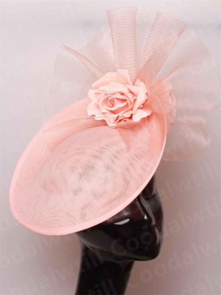 Fascinator Feminino Azul Marinho Chic Chapéu Elegante para Royal Ascot Millinery Noiva Casamento Coquetel Acessórios de Cabelo Véus e Acessórios para Cabeça