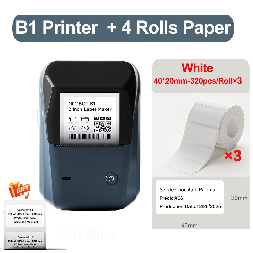 Portable Niimbot B1 Wireless Label Maker Adhesive Sticker Printer Labeling Machine DIY 20-50mm Labels for Office Home