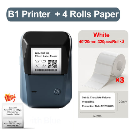 Portable Niimbot B1 Wireless Label Maker Adhesive Sticker Printer Labeling Machine DIY 20-50mm Labels for Office Home