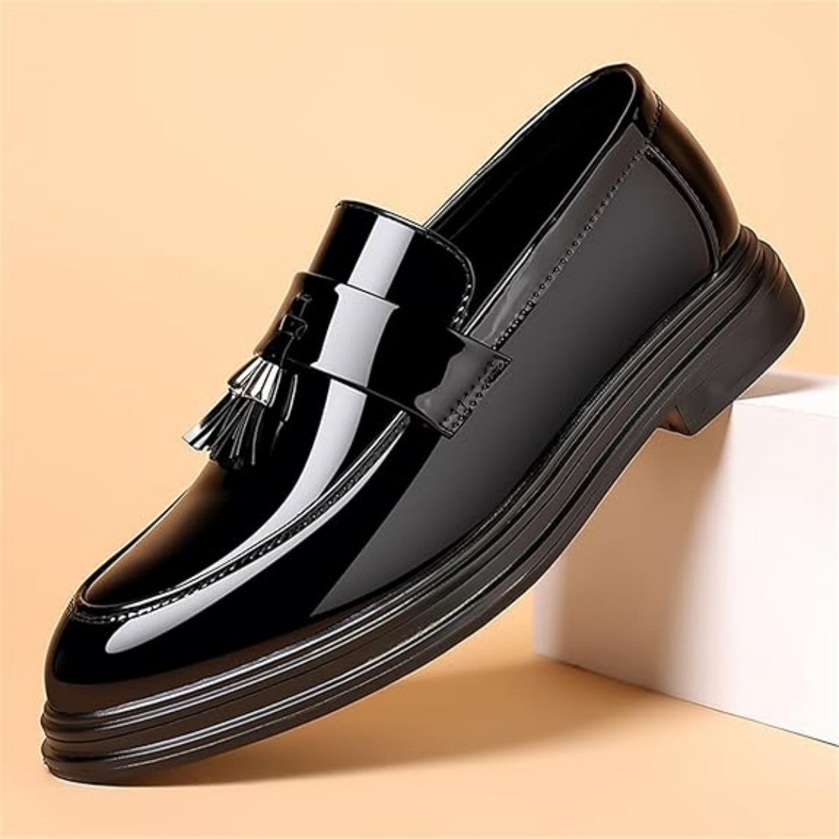 Men's Tassels High Gloss Patent Penny Loafers Fashion Formal Business Casual Oxford Slip On Dress Shoes Shoe for Men