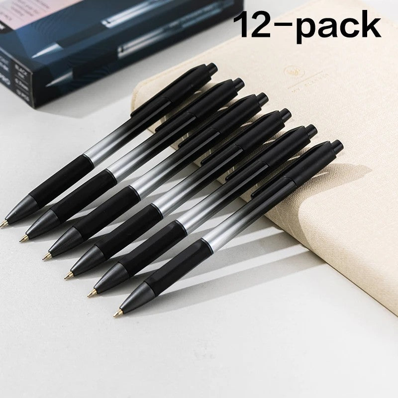 DELI Smooth Writing Ballpoint Pens 0.7mm Black and Blue Ink Pens 12PCS Pack of Retractable Ballpoint Pens for Office School Home