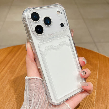 Card Slot Pocket Phone Case For iPhone 17 Air 16 15 14 13 12 11 Pro Max Plus 16e Shockproof Transparent Silicone Soft TPU Cover