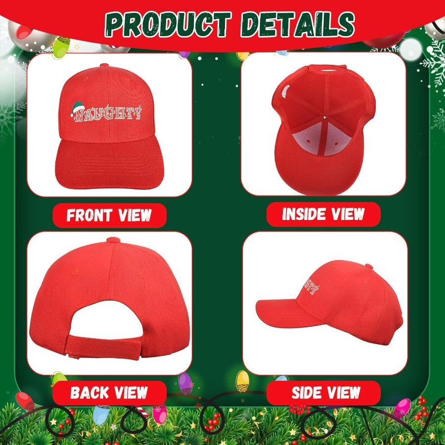 2 Pcs Christmas Hat for Men Women Christmas Baseball Cap Red Naughty Hat Green Nice Hat Christmas Beanie Santa Hat Perfect for