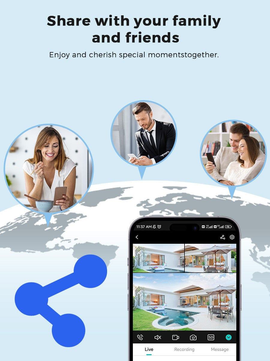 BESDER 12MP WiFi IP Camera PTZ Three Screens Outdoor CCTV Security Surveillance Camera Night Vision Monitor 3D Space iCSee App