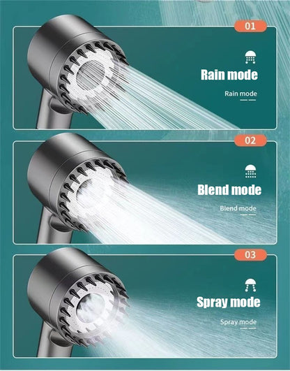 Chuveiro de Mão com 4 Modos de Massagem, Escova, Filtros de Algodão, Parada de Água com Um Clique, Economia de Água e Alta Pressão para Banheiro