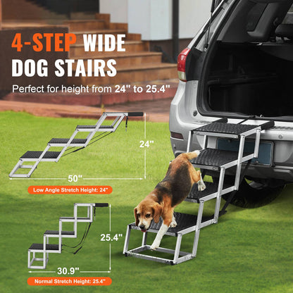 SucceBuy Escada para Cães para Carros Degraus Largos para Carros Dobráveis Portáteis Degraus para Animais de Estimação Leves de Alumínio para Carros SUV e Caminhões 68 kg