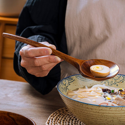 Colher de Madeira para Ramen Sopa Colher Grande Cabo Longo para Servir Misturar Cozinhar Concha de Madeira Utensílios de Cozinha Talheres de Restaurante